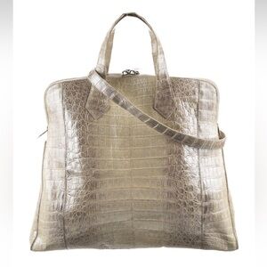 Nancy Gonzalez crocodile Pearl finished brown tan large tote FINAL MARKDOWN
#420